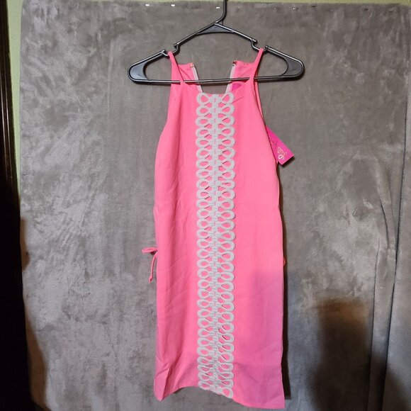 Pink Lily Pulitzer Embroidered Sleeveless Romper Beachy With Side Ties & Back Zi - Picture 2 of 5